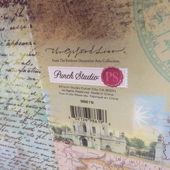 Large  Paris / Maps deign w metal tag holder Punch Studio Gift Box Storage Box - Picture 11 of 13